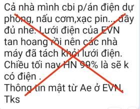 EVN bác tin cắt điện toàn TP Hà Nội  第1张