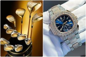 Bộ gậy golf mạ vàng tiền tỷ và chiếc đồng hồ Patek Philippe