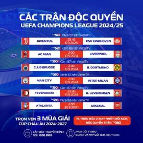  Đại tiệc Champion League trở lại trên TV360 cùng hệ gói cước mới siêu hấp dẫn 